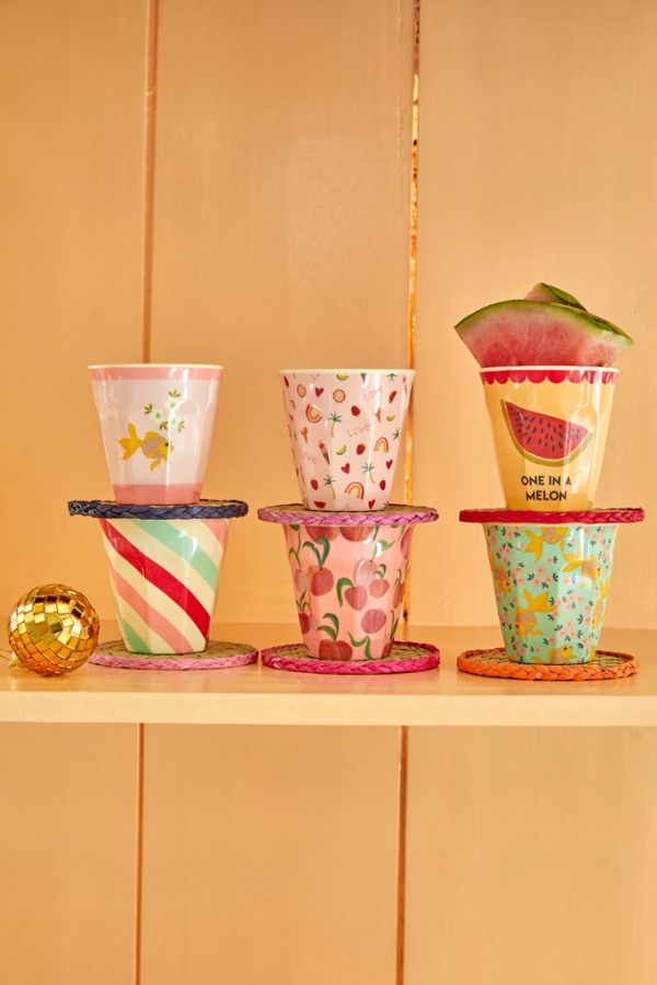 Set of 6 Small Kids Melamine Cups Goldfish & Go Girl Collection Rice DK